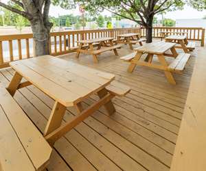 Patio with picnic tables